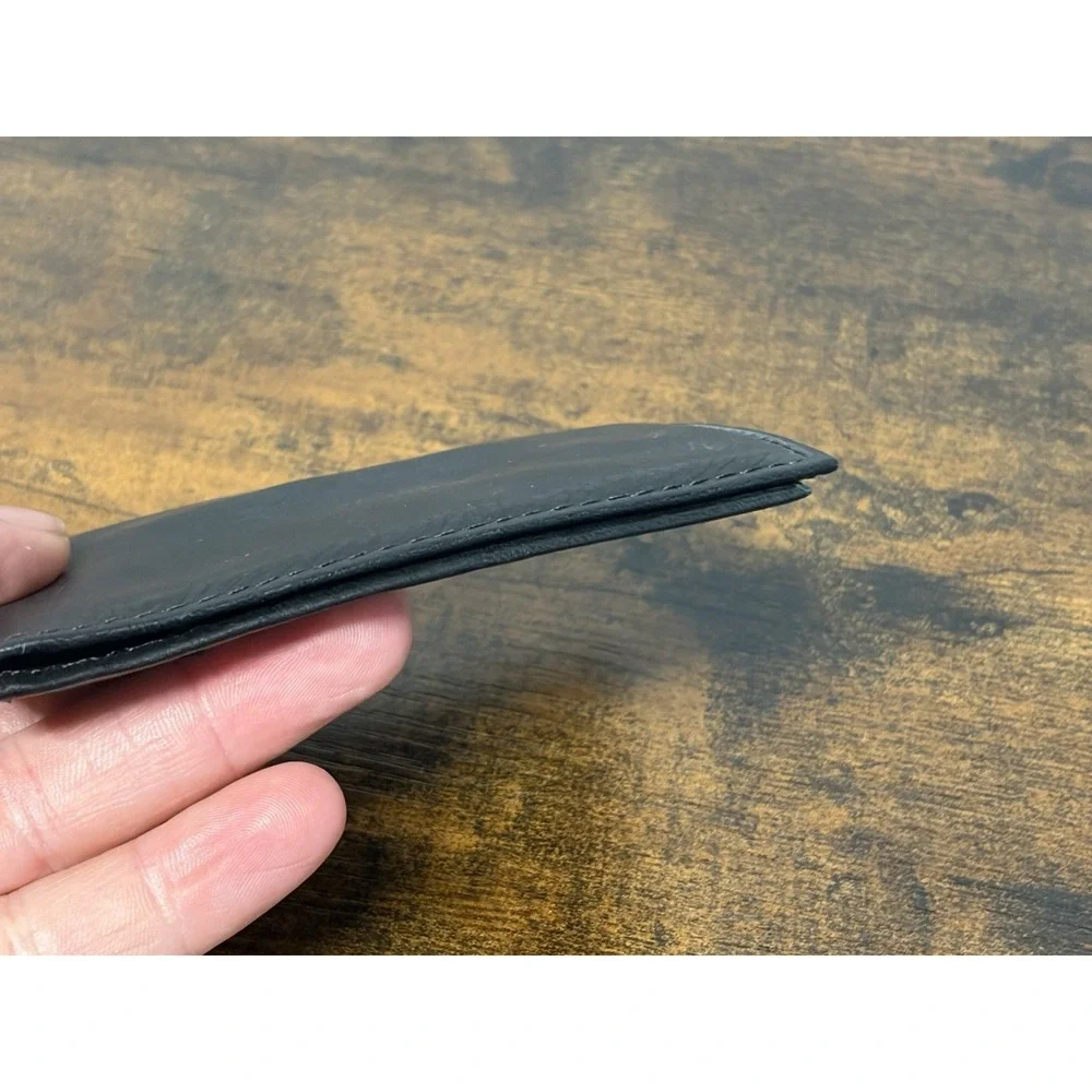 Fossil Leather Card Wallet Black Bifold Slim ID + 5 Card Slots